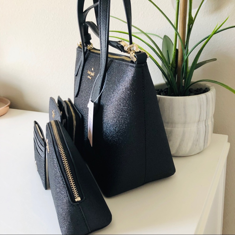 Kate Spade Joeley Small Satchel Black 4pc set NWT - Picture 2 of 8